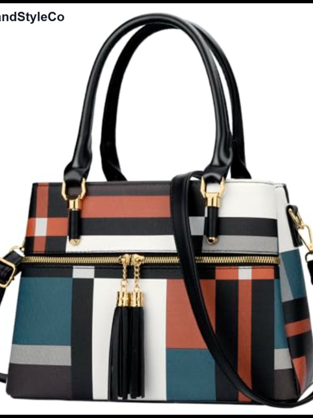 PU Leather Top Handle Satchel Bag Medium Crossbody Purse
